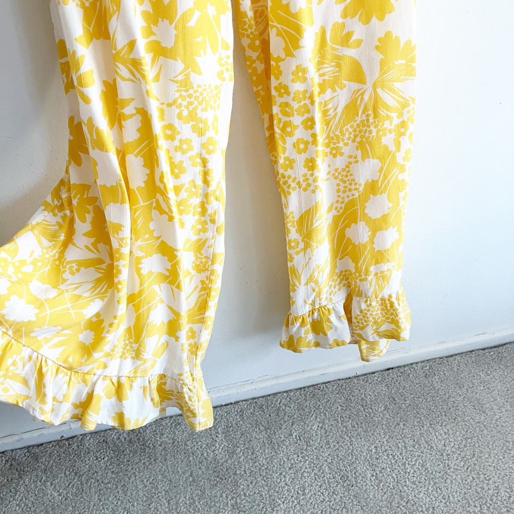 Faithfull the Brand Size 4 Kabash Jumpsuit Romper Yellow Floral Print Ruffle - Picture 8 of 13